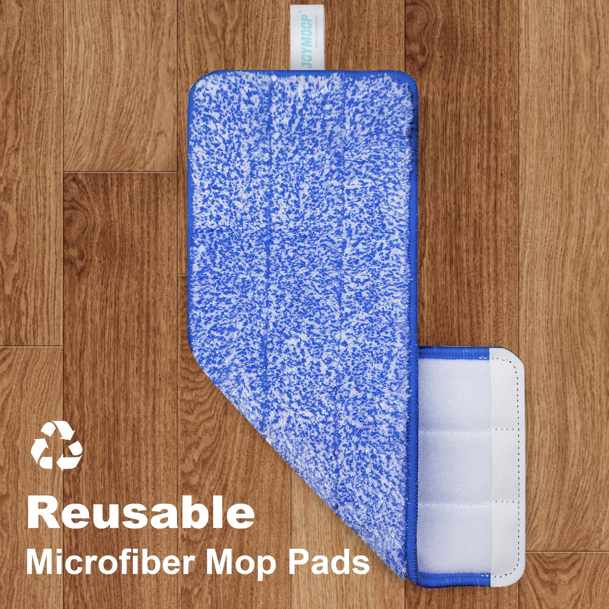 JOYMOOP Flat Mop System, Microfiber Mop and Bucket Set, White, Commercial & Household Use, Hardwood Floor & Wall Cleaning Mop with Long Handle, 4 Microfiber Pads