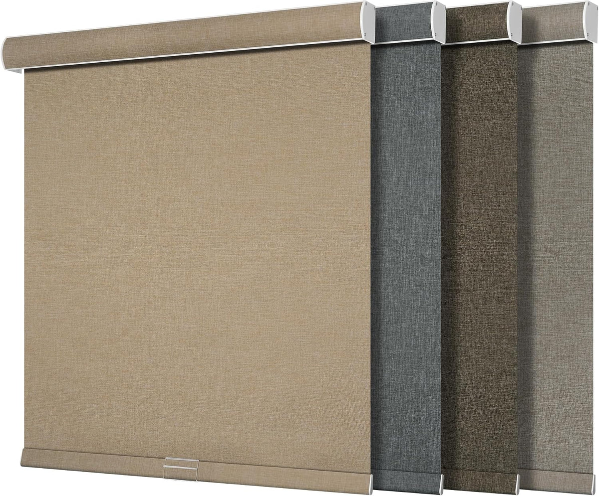 Boolegon Blackout Roller Shades for Windows, Beige, Custom Size