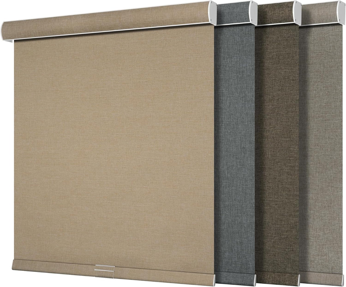 Boolegon Blackout Roller Shades for Windows, Beige, Custom Size