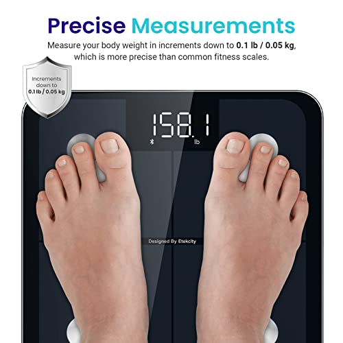 Etekcity Smart Scale for Body Weight, Accurate to 0.05lb 11 x 11 Inch, Black