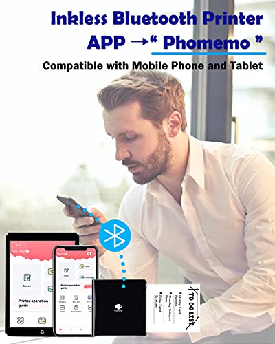 Phomemo M02 Mini Pocket Printer- Portable Bluetooth 3.3x3.3x1.6'', Black