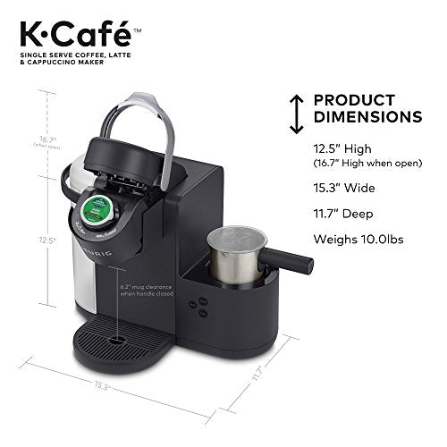 Keurig K-Cafe Single-Serve K-Cup Coffee Maker, 1 Count (Pack of 1), Charcoal