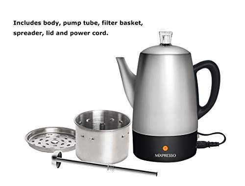 Mixpresso Electric Percolator Coffee Pot | Stainless Steel stainless steel