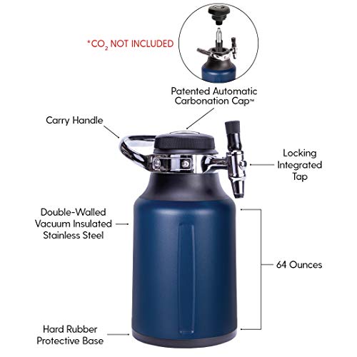 GrowlerWerks uKeg Go Carbonated Growler and Craft Beverage 128 oz, Midnight