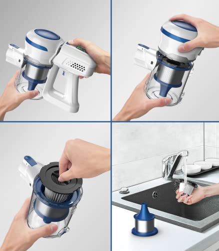 ORFELD Cordless Vacuum Cleaner, 22000Pa 41.34*9.05*4.7 inch, Blue & Silver