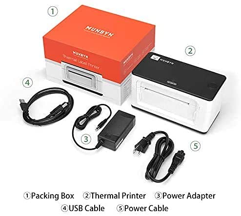 MUNBYN Shipping Label Printer, 4x6 Printer for Packages, White