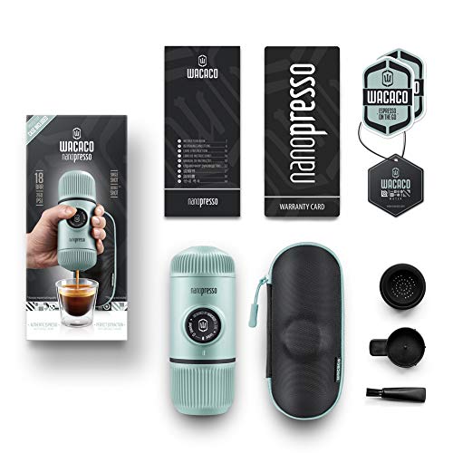 WACACO Nanopresso Portable Espresso Maker Bundled with Protective Arctic Blue