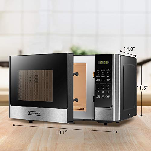 BLACK+DECKER Digital Microwave Oven with Turntable 0.9 Cu.ft, Stainless Steel