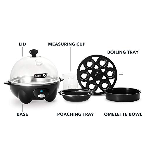 DASH black Rapid 6 Capacity Electric Cooker for Hard Boiled, One Size, Black