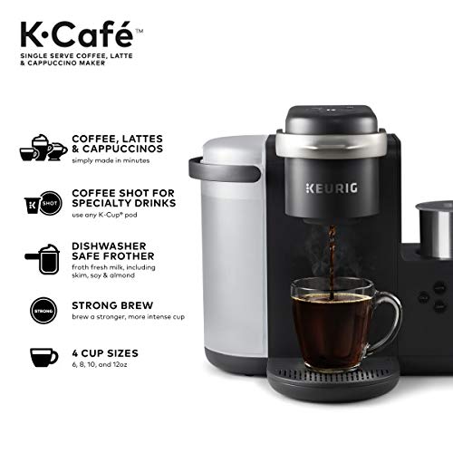 Keurig K-Cafe Coffee Maker, Single Serve K-Cup Pod Coffee, Dark Charcoal