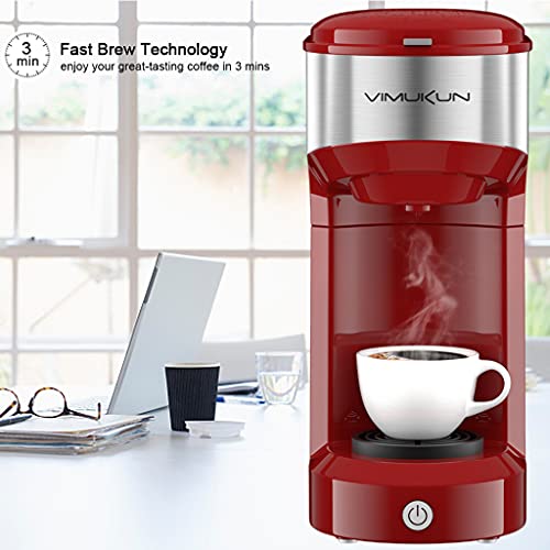 Single Serve Coffee Maker Brewer for K-Cup Red with Stainless Steel