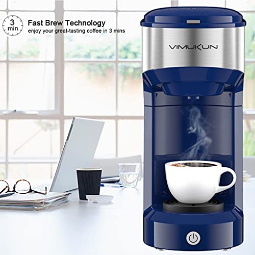 Single Serve Coffee Maker Brewer for K-Cup Blue with Stainless Steel