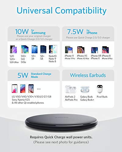 Anker Wireless Charger, PowerWave Pad Qi-Certified 10W Max for 1 Pack, Black