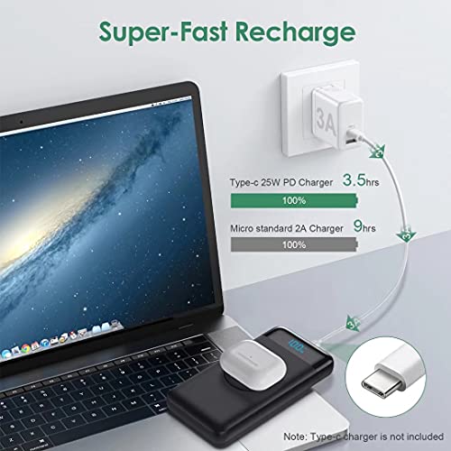 Wireless Portable Charger 30,800mAh 15W 5.9x2.9x0.6 Inch, Black
