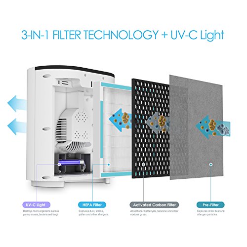 Pure Enrichment PureZone 3-in-1 Air Purifier - True HEPA Filter & UV-C...