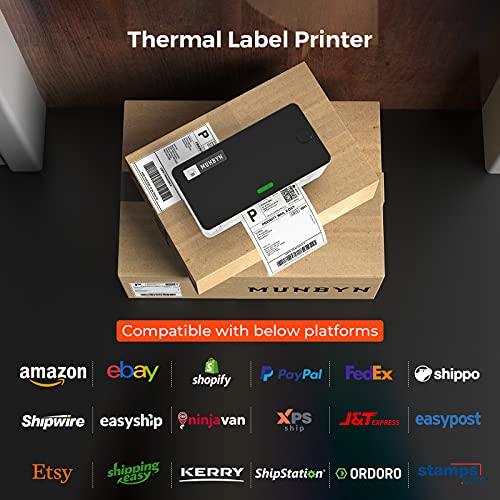 MUNBYN Shipping Label Printer, 4x6 Printer for Packages, White