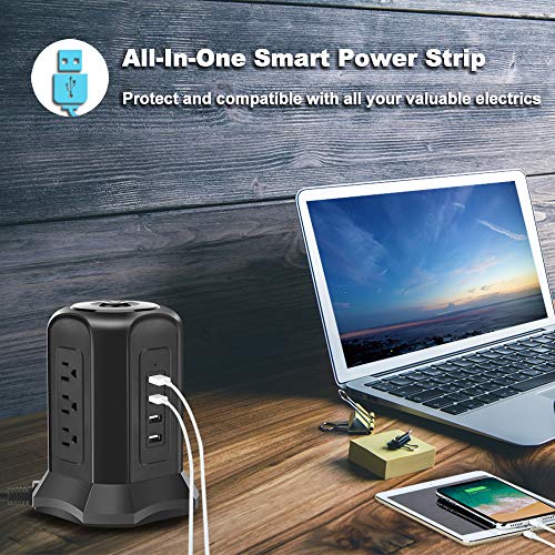 BEVA Power Strip Tower with 9 AC-Outlets and 4 USB Charging Ports Switch...