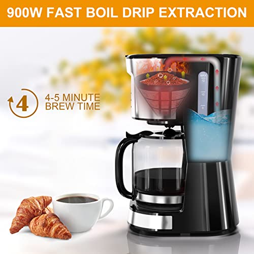 BOSCARE 12-Cup Programmable Coffee Maker: Drip Maker, Mini B