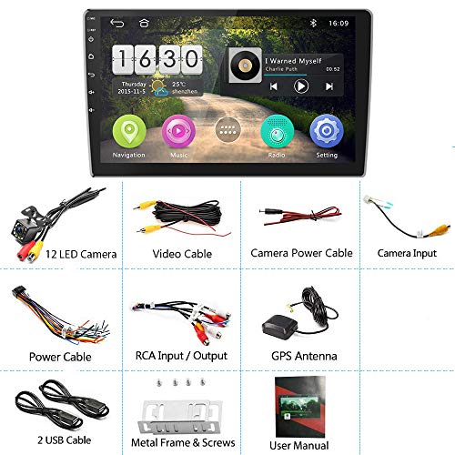 [2G+16G] Hikity 10.1 Inch Android Car Stereo Double Din Touch Screen 2G+16G