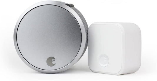 August Smart Lock Pro + Connect Hub - Wi-Fi for 100, Silver