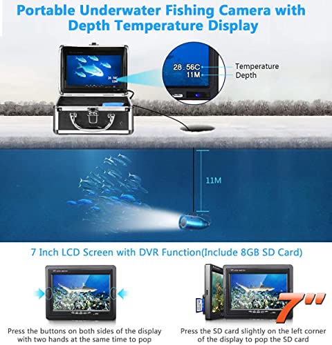 Portable Underwater Fishing Camera with Depth 49FT without DVR, black