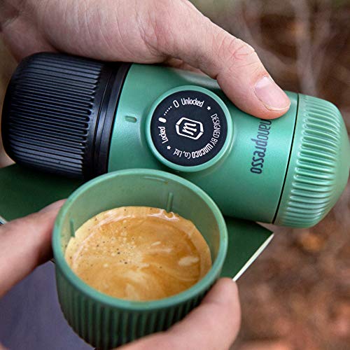WACACO Nanopresso Portable Espresso Maker Bundled with Protective Moss Green