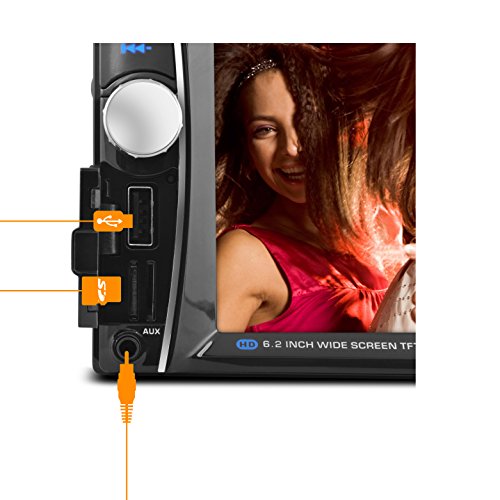 XO Vision 6.2" Car Stereo Receiver | Double DIN Digital LCD Touchscreen Black