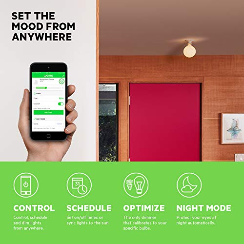 WeMo Dimmer Wifi Light Switch, Works with Alexa, the Google Assistant and...