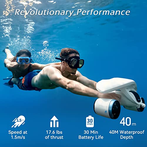 sublue WhiteShark Mix Underwater Scooter Dual Motors, Action Camera SpaceBlue