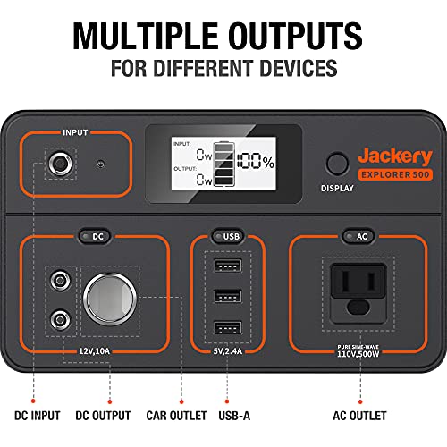 Jackery Portable Power Station Explorer 500, 518Wh Outdoor Solar Black