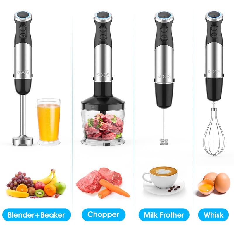 KOIOS Upgraded Immersion Hand Blender, 800W Motor, 12-Speed, 5 in Super Black