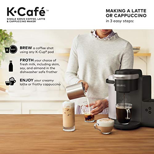 Keurig K-Cafe Coffee Maker, Single Serve K-Cup Pod Coffee, Dark Charcoal