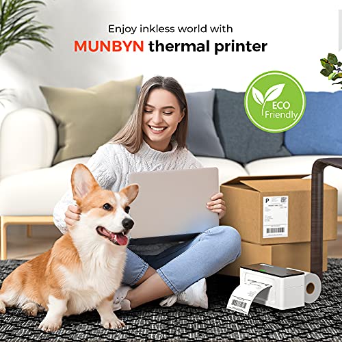 MUNBYN Shipping Label Printer, 4x6 Printer for Packages, White