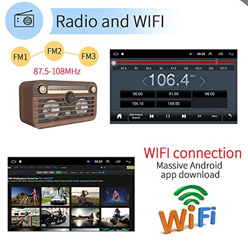 Hikity 10.1 Android Car Stereo Double Din Inch Touch 1G+16G, Black