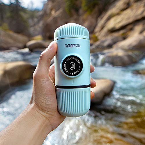 WACACO Nanopresso Portable Espresso Maker Bundled with Protective Arctic Blue