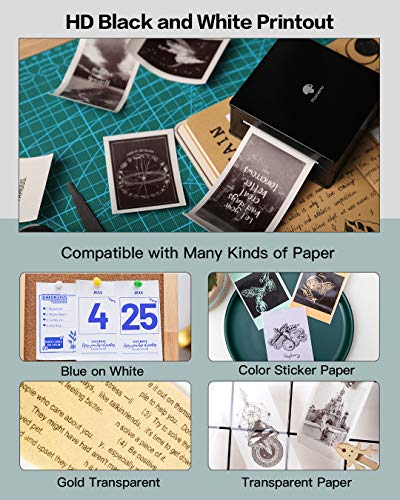 Phomemo M02 Mini Pocket Printer- Portable Bluetooth 3.3x3.3x1.6'', Black