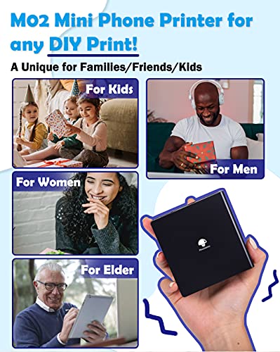 Phomemo M02 Mini Pocket Printer- Portable Bluetooth 3.3x3.3x1.6'', Black