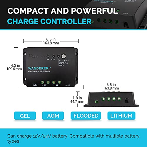 Renogy 100 Watts 12 Volts Monocrystalline Solar 100W Panel+30A PWM Controller