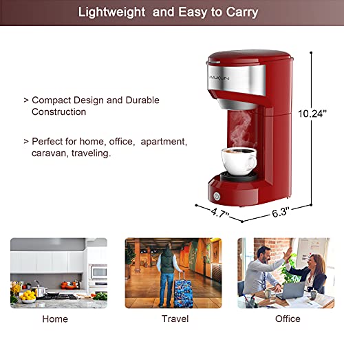 Single Serve Coffee Maker Brewer for K-Cup Red with Stainless Steel