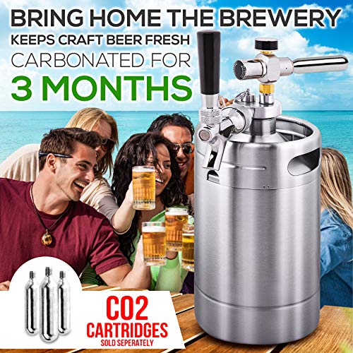 NutriChef Double Walled System-64oz Stainless Steel Growler Tap Portable...