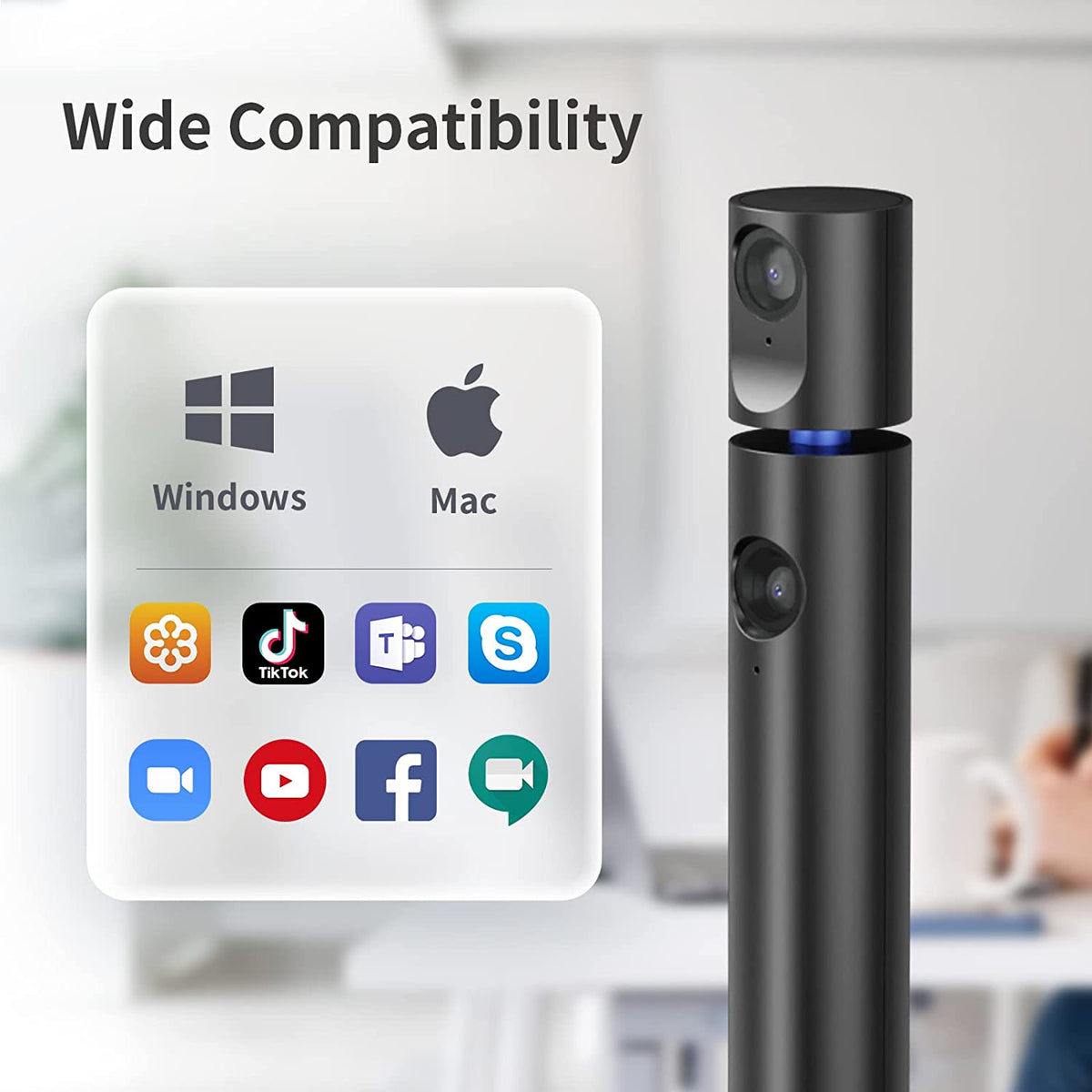 CZUR Halo Streaming Dual Webcam, Professional USB Web Camera 1080P with M