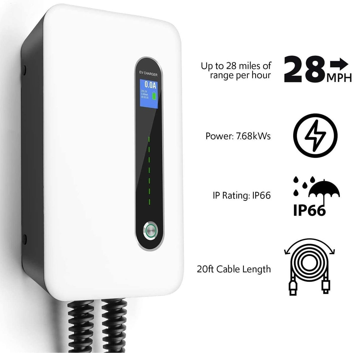 Lectron 240V 32 Amp Level 2 Electric Vehicle (EV) Charging Station with...