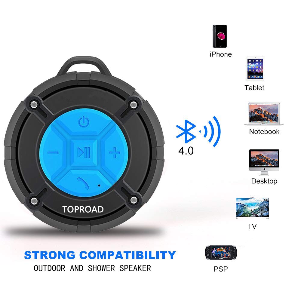 [2019 Version] Portable Shower Speaker,TOPROAD IPX7 Waterproof Wireless...