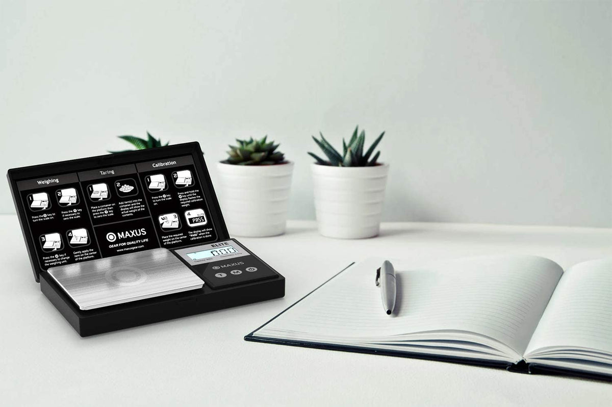 Precision Pocket Scale 200g x 0.01g, MAXUS Elite Digital Gram Black