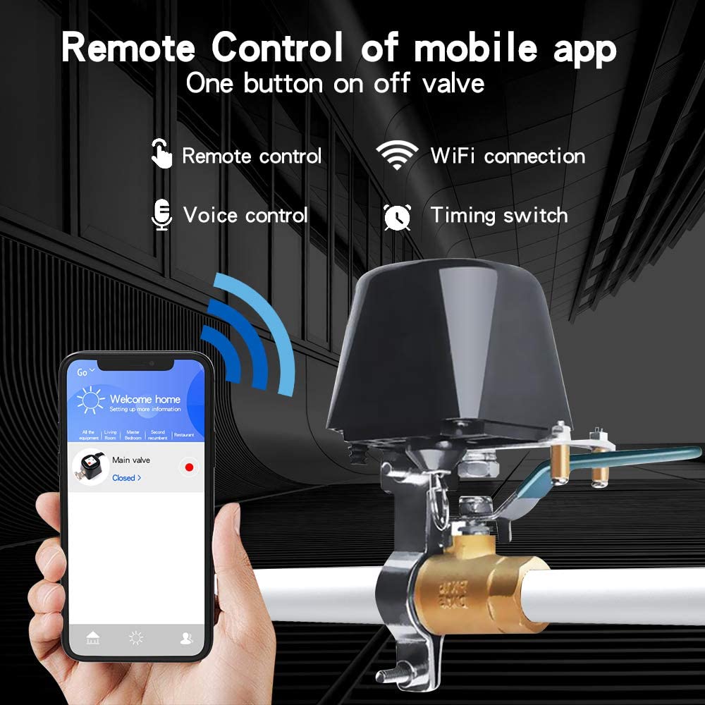 Smart Water Valve Shut Off Timer, WiFi Gas/Water valve normal version