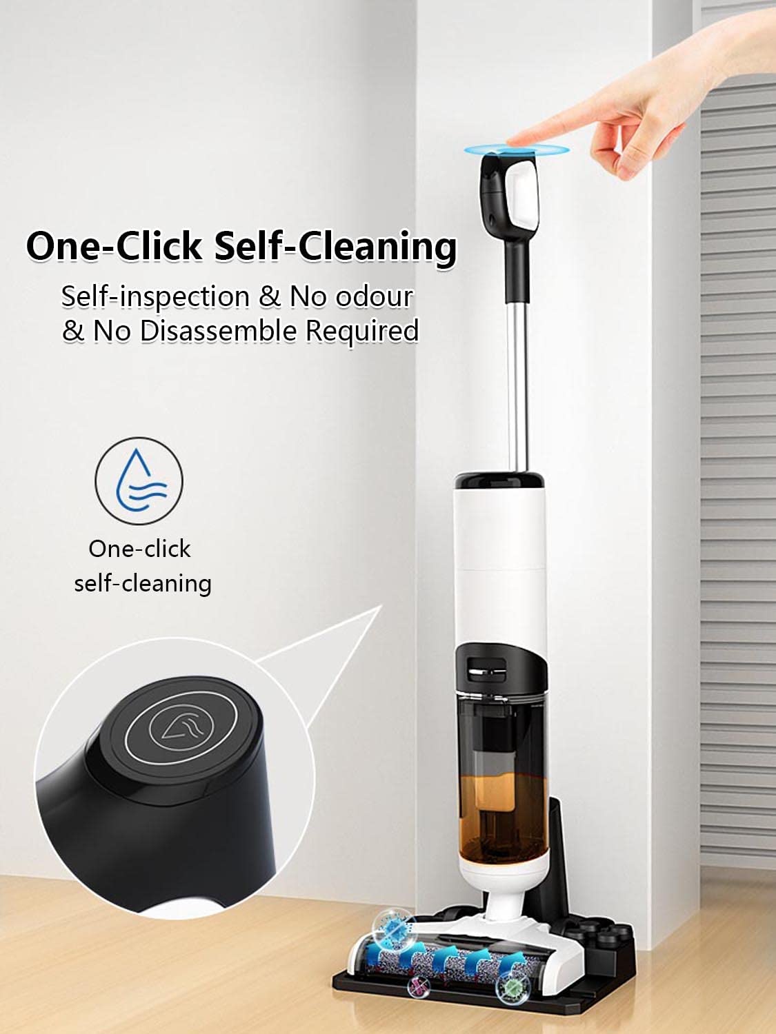 Cordless Wet Dry Vacuum Cleaner, Hardwood Floor Cleaner Mop All White
