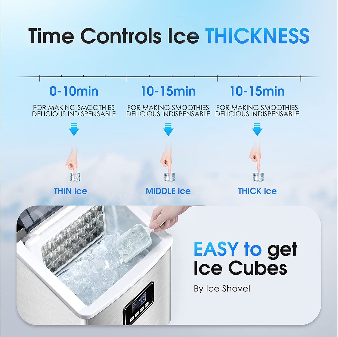 Ice Maker Machine Countertop, 40Lbs/24H Auto Self-Cleaning, 24 Medium, silver
