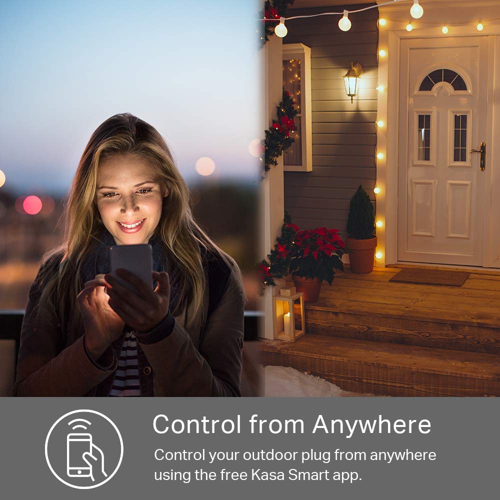 Kasa Smart WiFi Outdoor Plug by TP-Link– Outlets, Plug, Works with Alexa &...