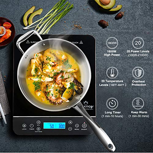 Duxtop Portable Induction Cooktop, Countertop Burner 1800 Watts, Silver