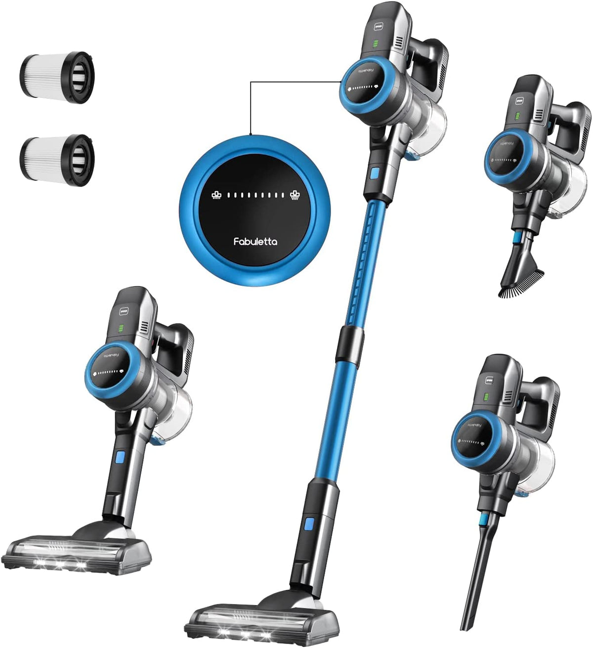 Fabuletta 24 Kpa Cordless Vacuum Cleaner - 6 in 1 Lightweight Stick Blue